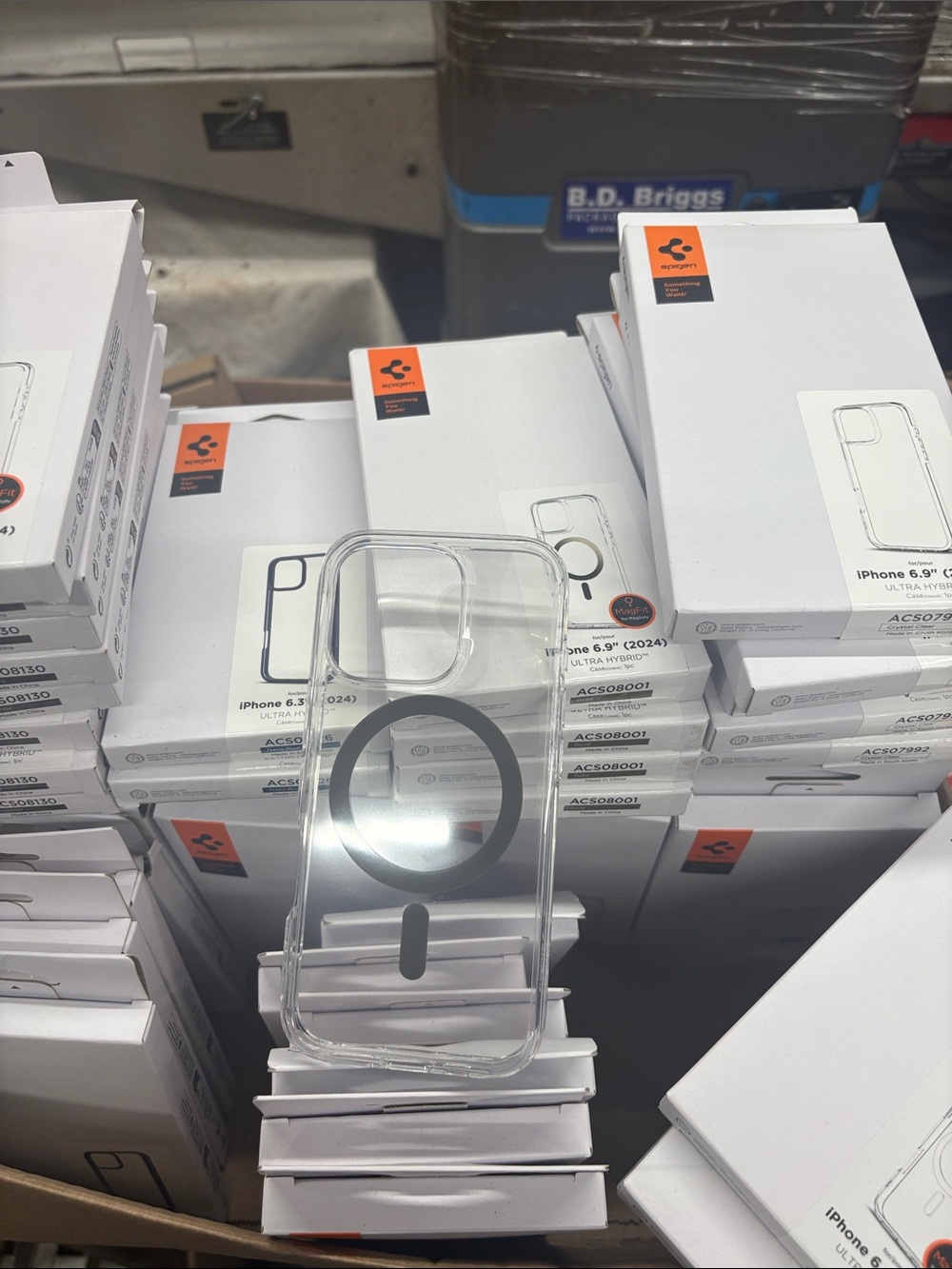 Spigen Clear iPhone Case with Black MagSafe Ring